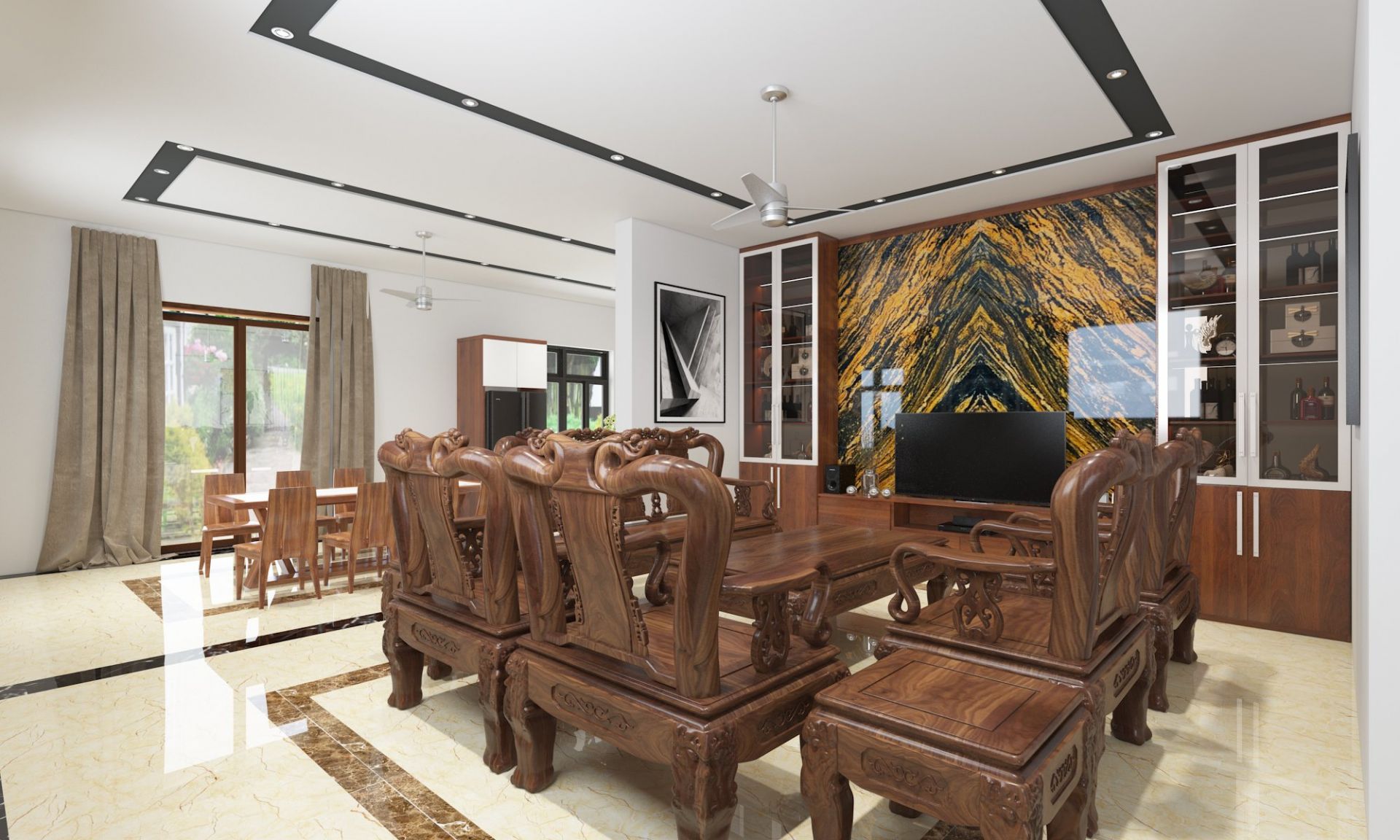 The living room of Hoa Binh villa